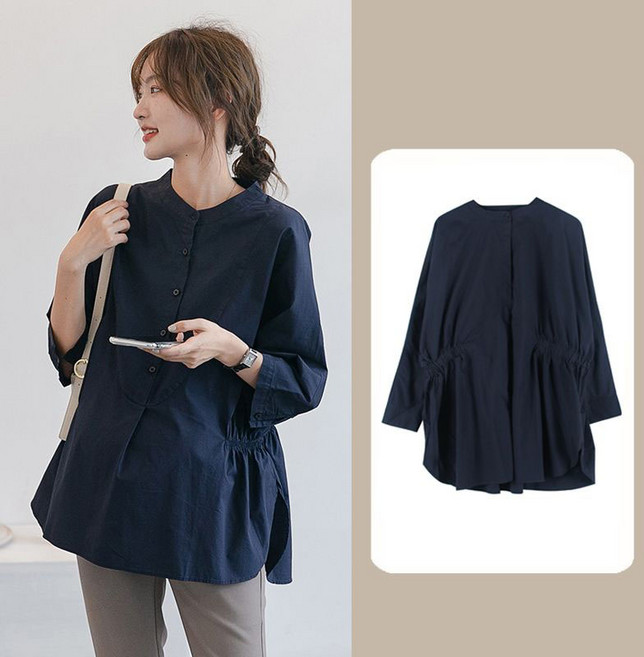 임산부 셔츠 봄 가을 임부 긴팔 상의 빅사이즈 루즈핏 블라우스 임부복 편안한 수유복 JS