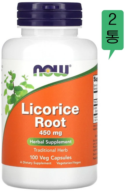 나우푸드 감초 뿌리 450mg 베지 캡슐 글루텐 프리 비건, 100정, 2개 - 쿠팡