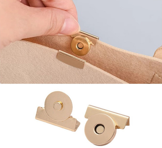 미즈코스 DIY 가방 여밈 똑딱이 자석 단추 바느질없이 간편한 에코백 부자재, 골드, 2개