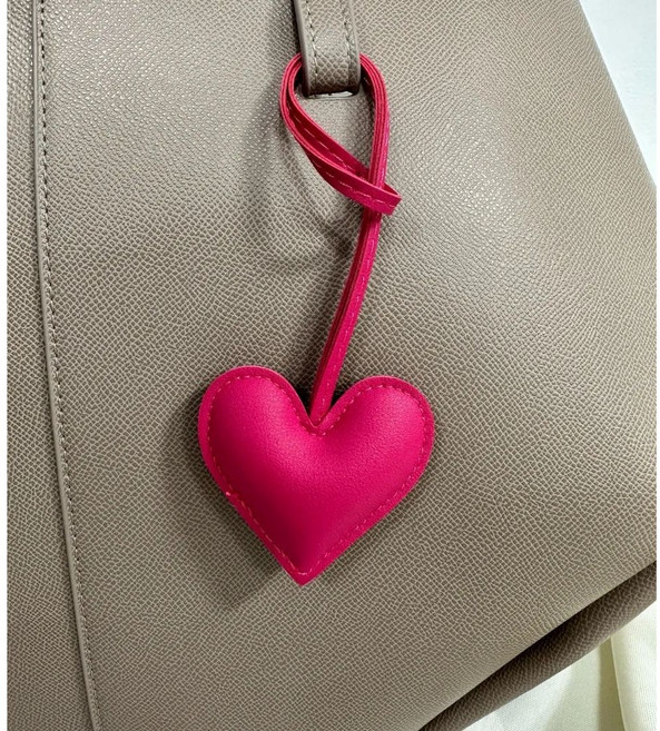 하트 곰돌이 슬리퍼 PU 가죽 백참 키링 키홀더