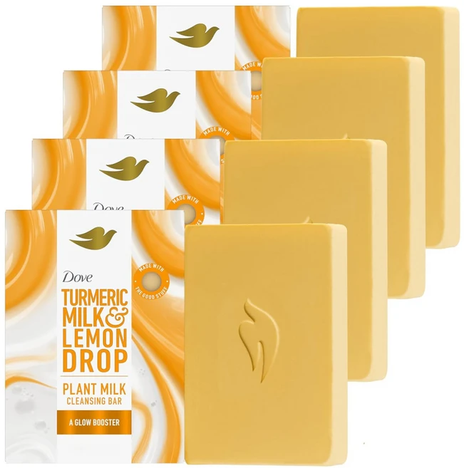 도브 비누 터메릭 밀크 레몬 클렌징바 4개 Dove - 쿠팡