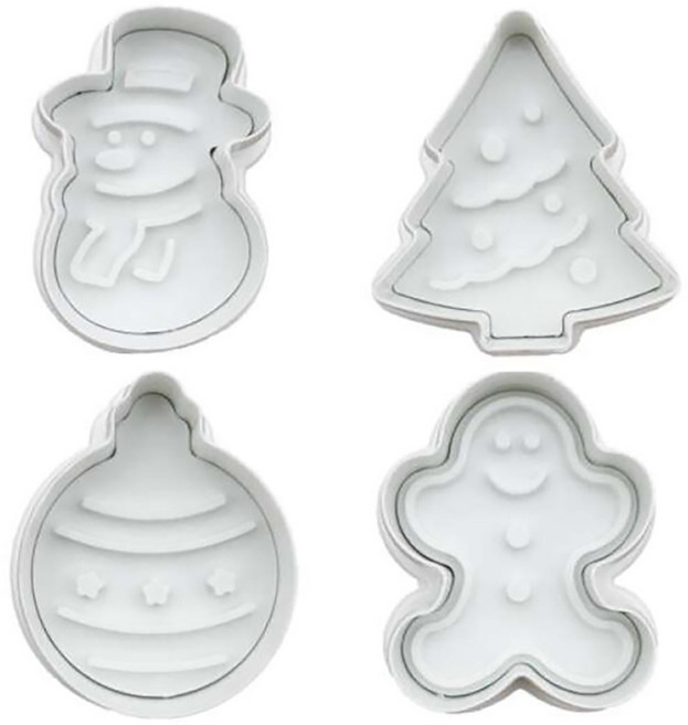 크리스마스 푸쉬 쿠키커터 4종 2개입, 2개, 화이트