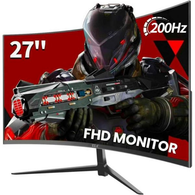 ZZA 24.5인치 FHD 1920x1080 120Hz 커브드 게이밍 모니터 3000R 곡률 VA 패널 1ms MPRT AMD 프리싱크 초박형 베젤 아이 케어 e스포츠 PC용, 27 inch, 1K 280HZ