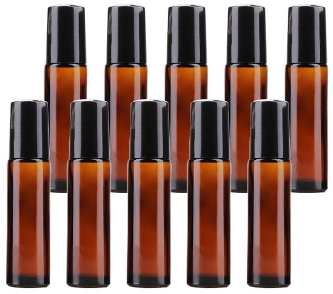 27리빙 부드럽게 발리는 롤온 향수 공병+롤온 따개 포함, 두꺼운 갈색용기 10ml, 10개