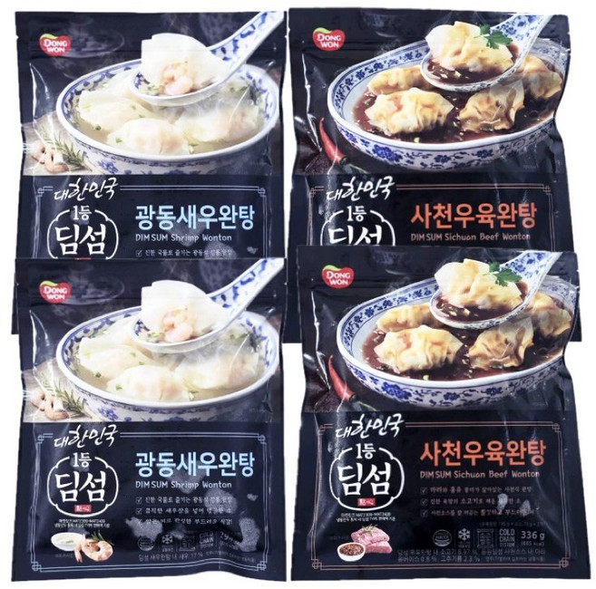 동원 딤섬 사천우육완탕 + 광동새우완탕, 336g
