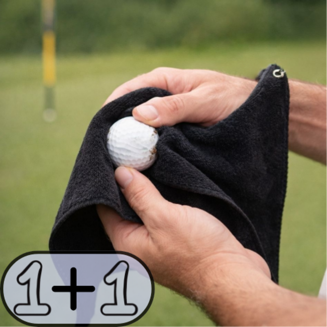 쿠할 고리 골프 타올 수건 릴 타월 볼타올, 2개, 블랙
