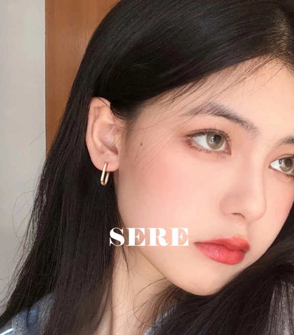 SERE Retro Rectangular Hoop Earrings 원터치 귀걸이 S925 은귀걸이 데일리귀걸이 실버귀걸이 이어링 은침 s999