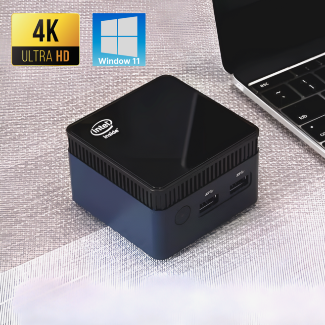 [이지컴] 초소형 올인원 미니 PC DDR5 12GB win11 한글 NVMe 탑재 데스크탑, 램12GB/SSD128GB(WIN11), WIN11 Pro, 블랙, EZ101, 128GB