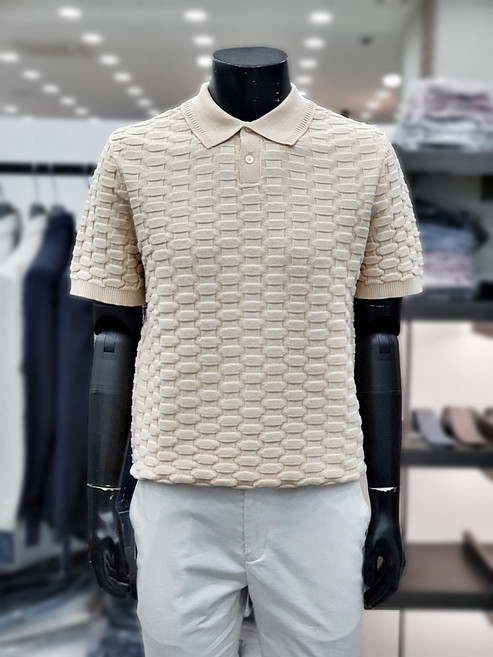 바쏘옴므 엠보싱 카라넥 반팔 니트 WSZ2WT30ABG_DJ