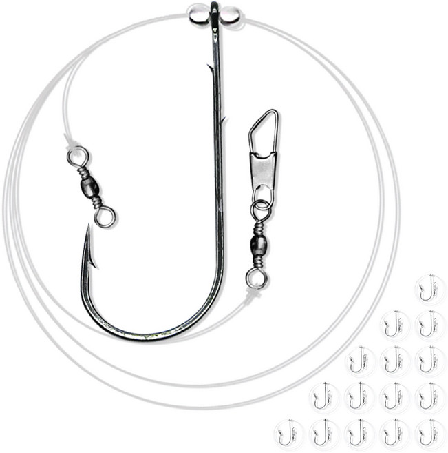 대용량 다운샷채비 단자조절 유동 구슬 스트레이트훅 와일드훅, 1세트, 15개입