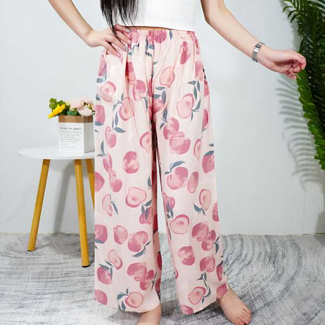 리빙스타일 여성용 아주편한 플라워 밴딩 긴바지 잠옷 홈웨어