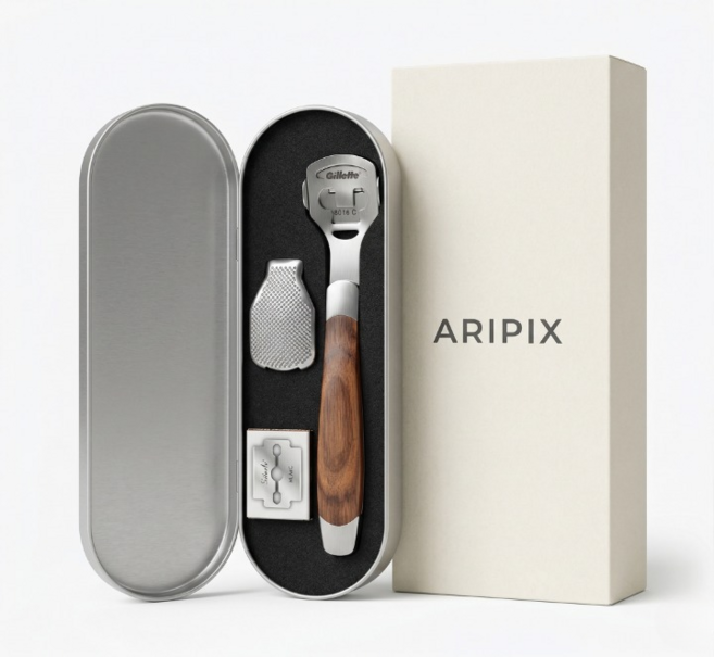 아리픽스 발각질제거기 프리미엄 수동 풋케어 각질 관리 세트 교체용 칼날 고급 손잡이, 103g, 1개, 1개입