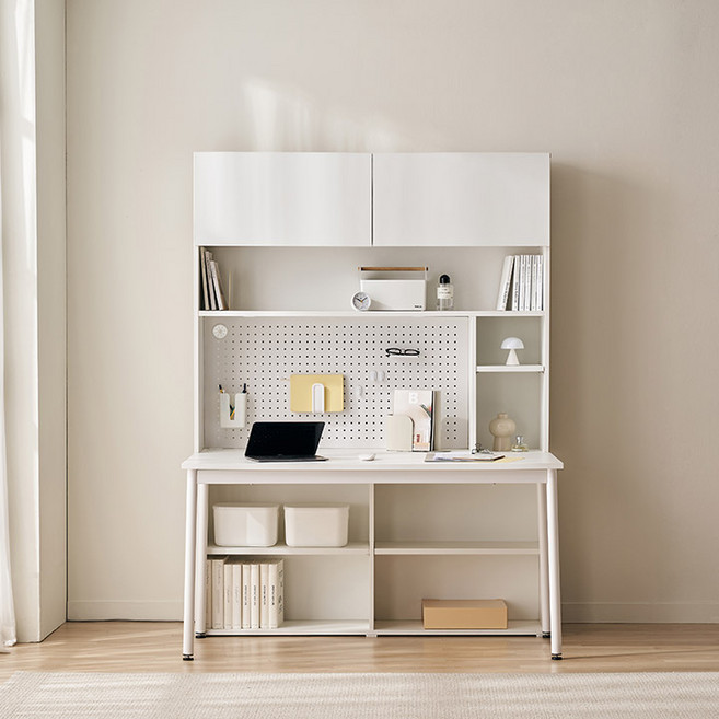 삼익가구 NEW스마트모어 책상/책장/전면책장 세트, 화이트