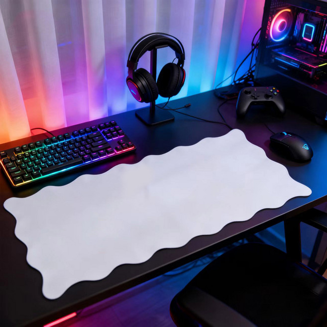 물결 놀이 꾸며요. 테이블 매트 400x900x2MM, 1개, 흰색