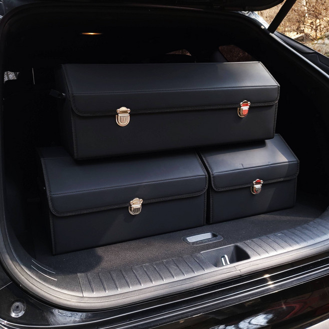 자동차 차량용 트렁크정리함 수납함 접이식 정리박스 세차가방 툴백, 블랙