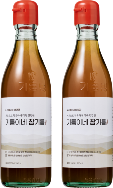 기름이네 방앗간 전통압착 참기름, 2개, 350ml