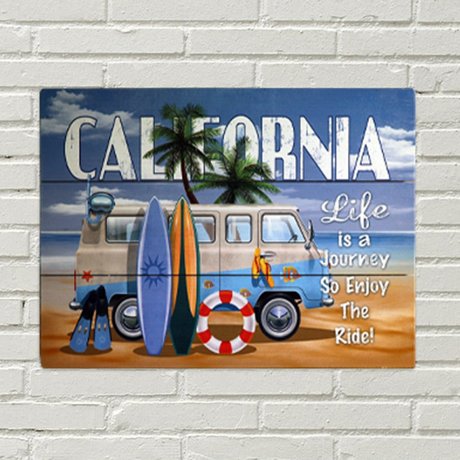 더웨스트 대형 빈티지 우드 페인팅 액자 고급형 인테리어 그림, 30.서핑블루버스