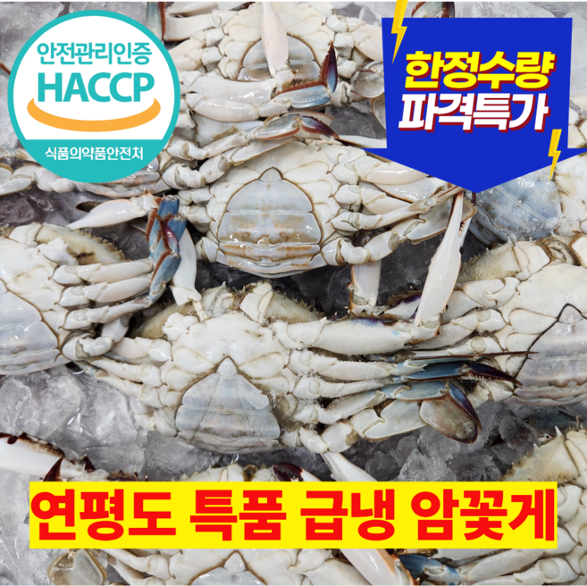 [미누][재구매1위]연평도 암게 특품 급냉 냉동 암꽃게 한정 수량, 1개, 연평도 급냉 암꽃게 2kg (6-10미)