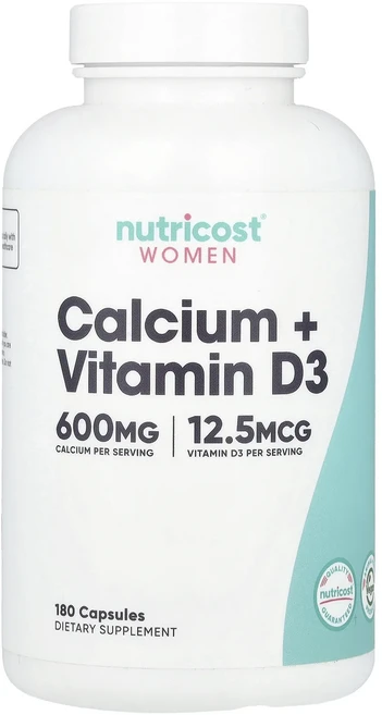 Nutricost 여성 칼슘 + 비타민D3 캡슐 180정, Nutricost여성칼슘비타민D3캡슐180정 - 쿠팡