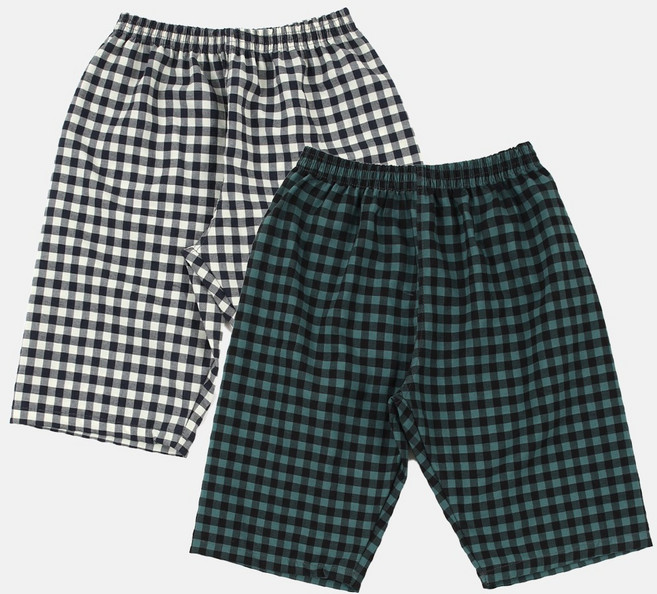 소소미도 아동 주니어 2매 체크 면 파자마 잠옷 반바지