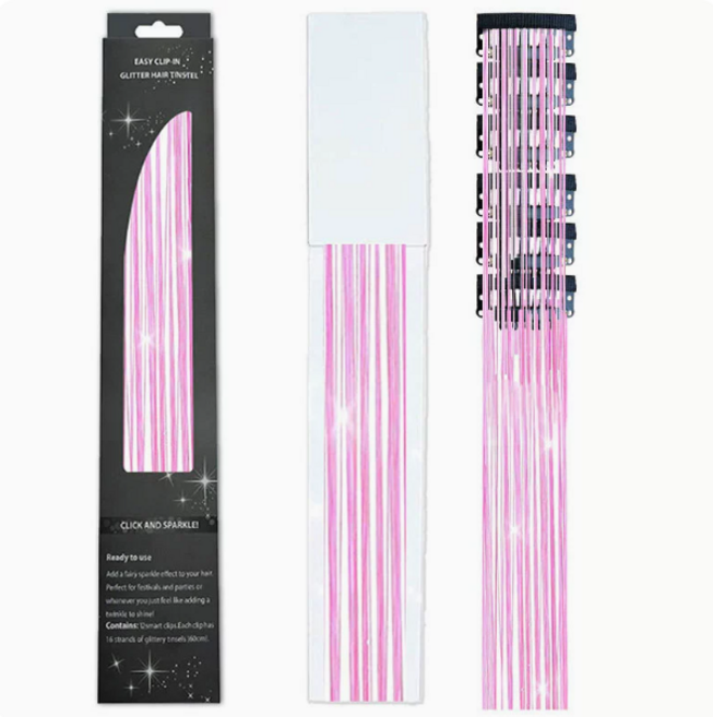 더퍼몰 컬러 헤어피스 똑딱이 붙임머리 가발 비비드 브릿지 포인트 1BOX(6개입), 1개, 핑크