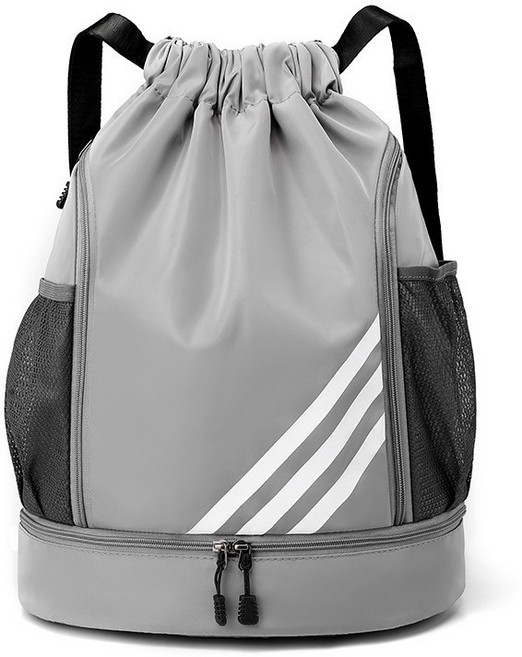 축구 농구 수영 용품 수납 운동가방 신발 분리형 스포츠 백팩 농구공가방 신발수납 신발주머니 겸용, 1개, 05. 라이트 그레이