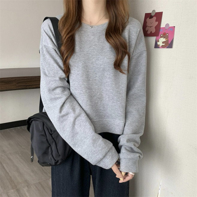 梨卡 女裝 圓領棉質長袖上衣 舒適休閒 百搭素色款
