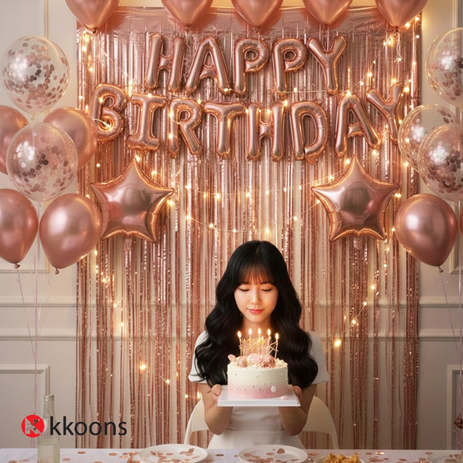 꾼스 생일 축하 풍선 세트 이벤트 가랜드 장식 파티 꾸미기, 1세트, 핑크