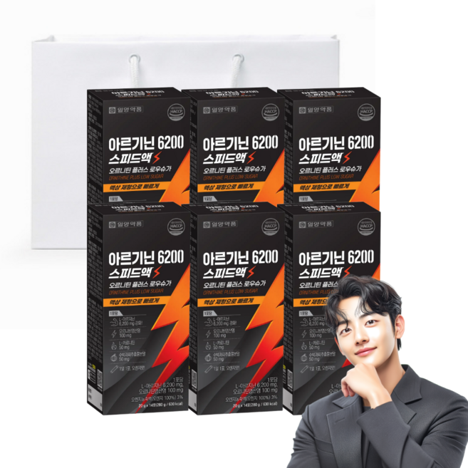일양약품 아르기닌 오르니틴 스피드 액상 스틱 선물 세트 쇼핑백 포함, 6세트, 14회분