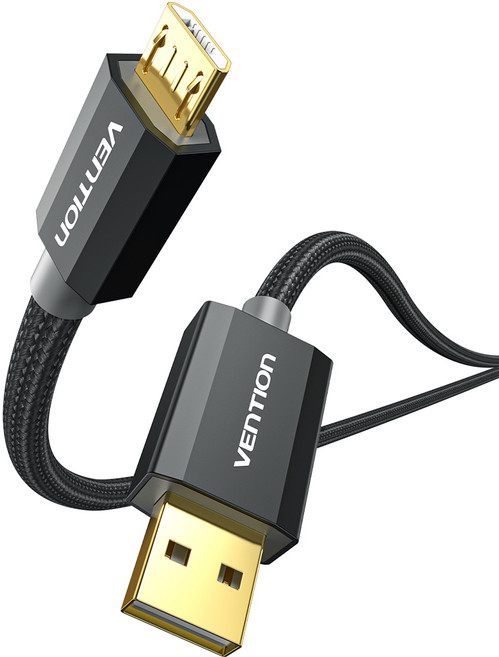 벤션 메탈쉘 마이크로 5핀 to USB A 케이블, 1개, 블랙, 1.5m