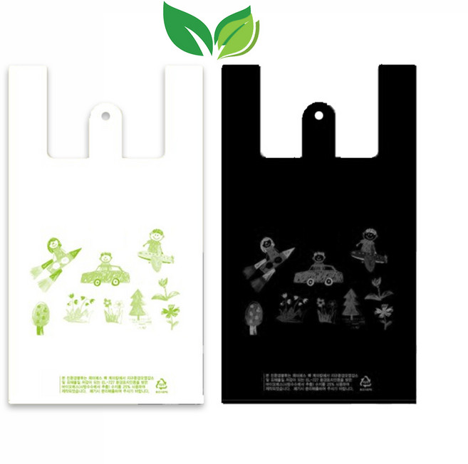 친환경 비닐봉투/ 친환경 손잡이 봉투/ 친환경 쇼핑백 (백색/흑색) (5L 9L 14L. 19.5L 26.5L) (300매/200매), 흑색, 2) 9L (300매), 1개