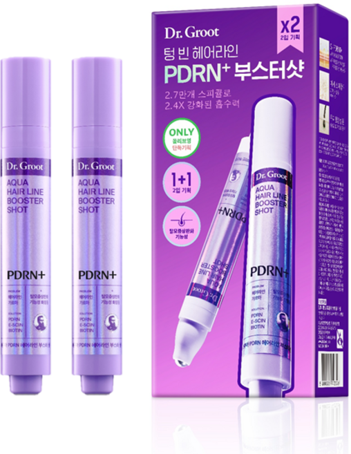 [풍성한헤어라인] 닥터그루트 아쿠아 PDRN 헤어라인 부스터샷 앰플 15ml 더블기획/단품, 1개, [기획] 15ml+15ml