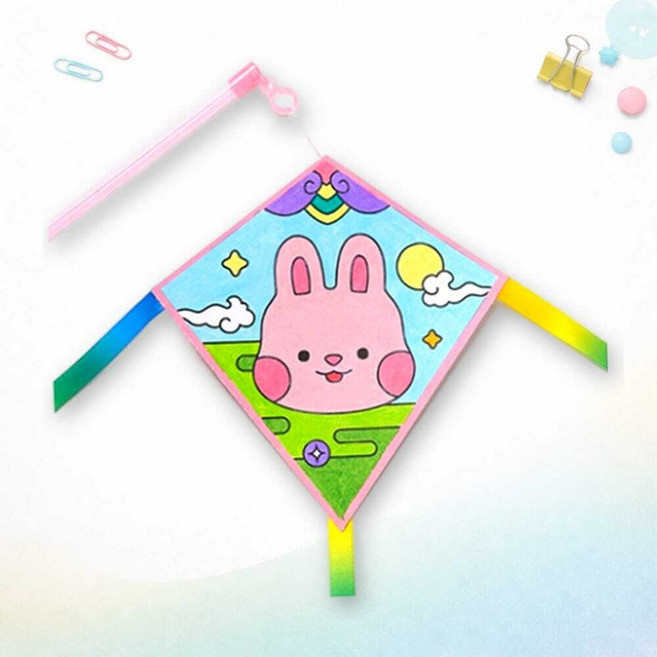 SCS 민화샵 토끼연 만들기 전통 연날리기 DIY 공예 체험 교구 놀이 공예키트