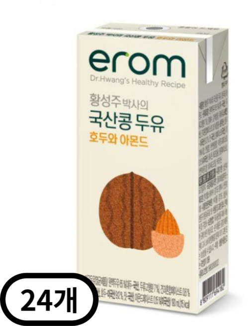 이롬 황성주 박사의 국산콩 두유 호두 아몬드, 190ml, 24개