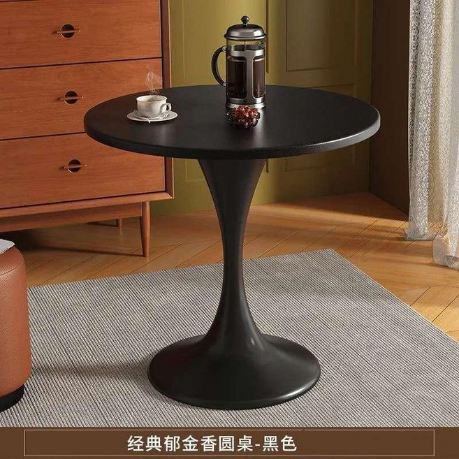 意式輕奢風圓形咖啡桌 80*75CM, 黑色,80*75CM