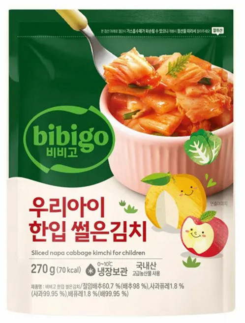 CJ 비비고 우리아이한입 썰은김치 270g, 10개