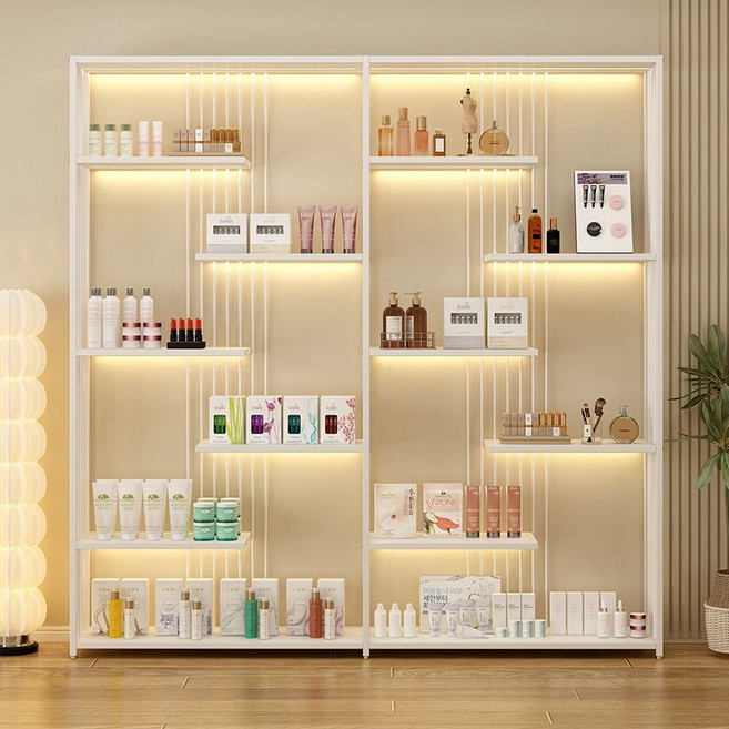 미용실 제품 진열대 화장품 뷰티 매대 판매대 명품샵, 1개, 화이트/조명 없음 (60x30x200cm)