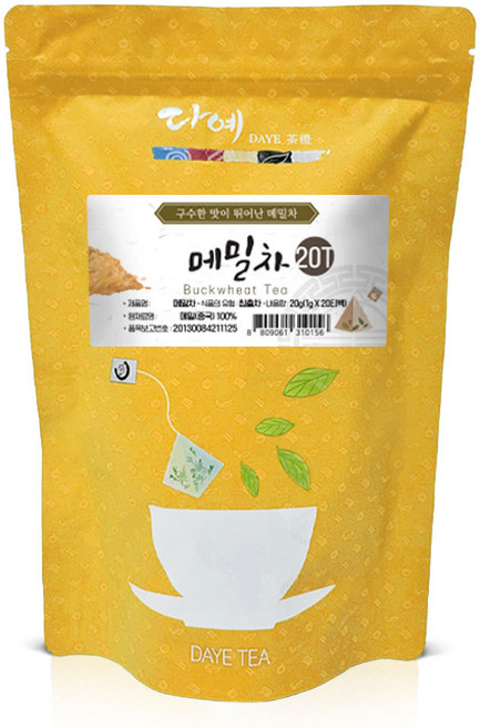 [본사직영] 다예 맛있는 100% 메밀차 20티백 생분해 삼각티백, 10개, 20개입, 1g