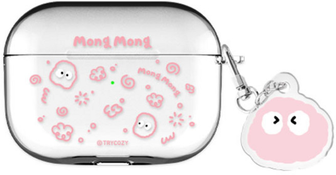 몽몽 두들 에어팟프로2/에어팟3 클리어 케이스 키링 세트, 몽몽 두들_핑크, AirPods Pro(2세대), 1개