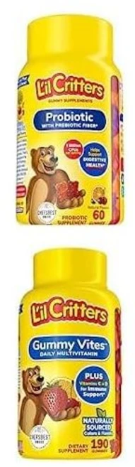 영양제 종합 비타민 멀티 릴 크리터스 키즈 프로바이오틱스 구미 60개 묶음 + 바이츠 데일리 멀티비타민 일 맛 C와 D 95190일 공급 190개, 영양제 종합 비타민 멀티 릴 크리터스 키즈 프로바이오틱, 1개, 190정 - 쿠팡