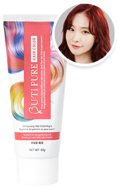 뷰티퓨어 헤어컬러트리트먼트 손으로 바르는 안전한 하루염색약 60g+빗포함, 1개, vivid red, red