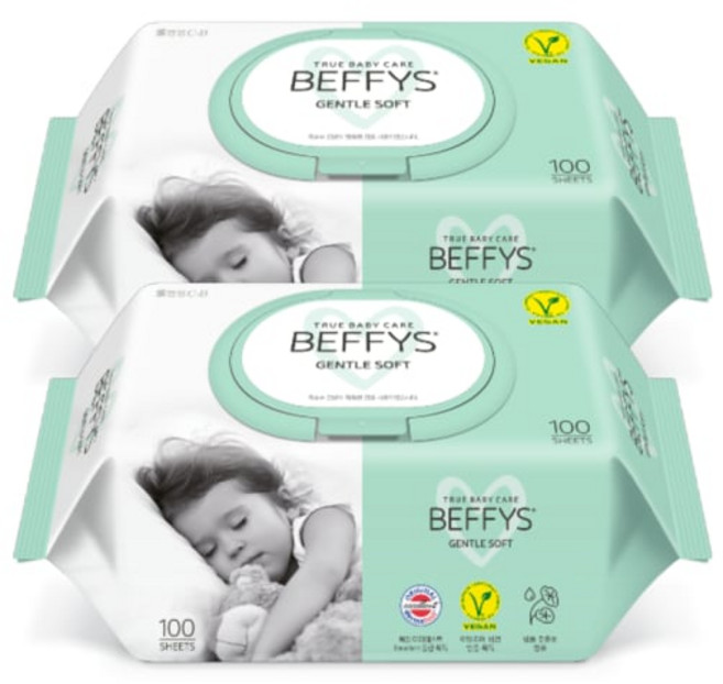 코디 [체험팩]베피스 젠틀 소프트 (캡) 물티슈 100매*2팩 살균 소독 무형광, 488g