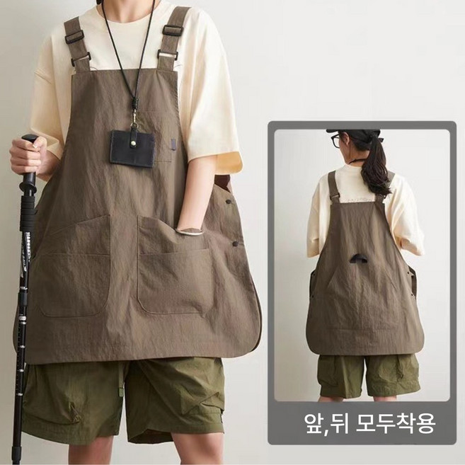 헤븐리 방수 양면 주방 카페 앞치마, 1개, 브라운