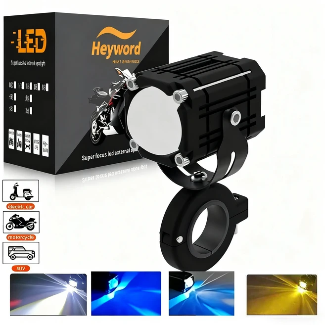 안개등전구 헤이워드 바이크 오토바이 전조등 안개등 초강력 앵글 아이 스포트라이트 모토 보조 미니 LED, 03 1pc Blue