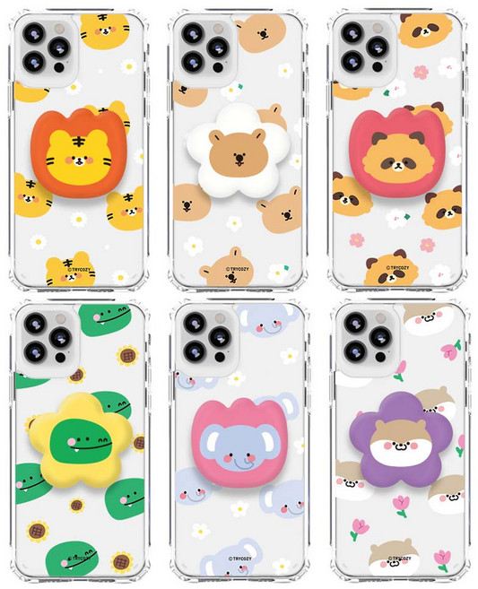 플라잉 갤럭시 A24 (A245) [렌즈보호] 동물 플라워 공룡 코끼리 너구리 에폭시톡 스마트톡 투명 젤하드 케이스