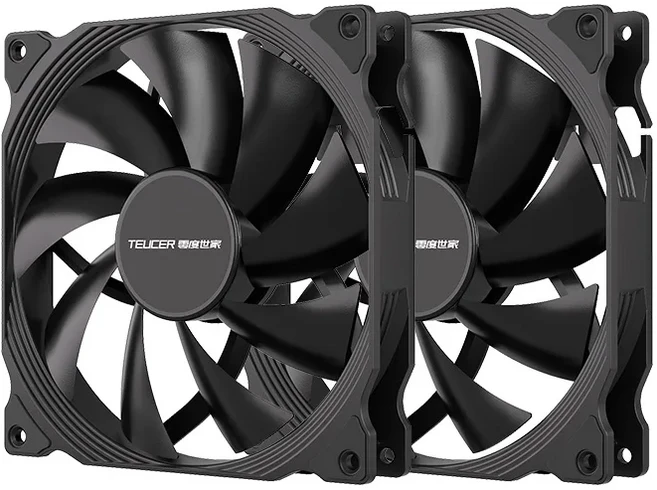 TEUCER 140mm 600-1500RPM 고성능 케이스 팬 4Pin PWM 지능형 온도 제어 속도 조절 섀시 팬 PC 팬, 04 2PCS AF14025 BK