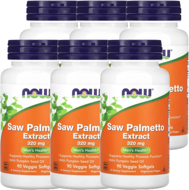 NOW Foods 쏘팔메토 추출물 남성 활력 320mg 식물성 소프트젤 90정 x 6, 6개 - 쿠팡