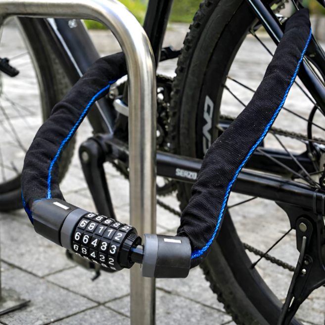 주앙이 휴대성좋은 튼튼한 5단 자전거 자물쇠, 1개, 블랙