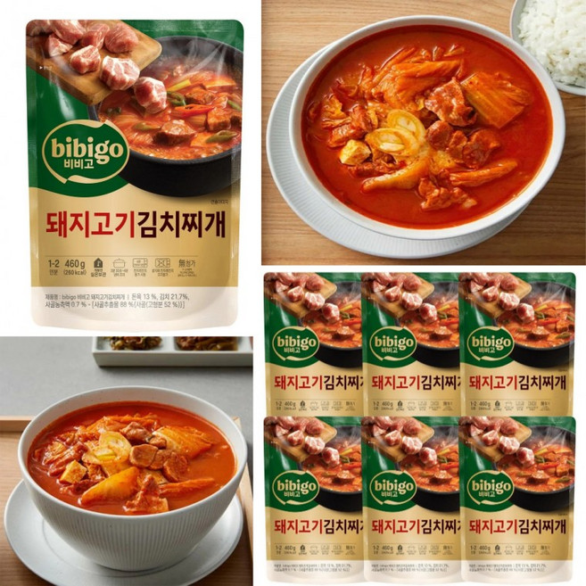 CJ 비비고 돼지고기 김치찌개 460g x 6봉 밥도둑 술안주 즉석찌개, 1g, 1개