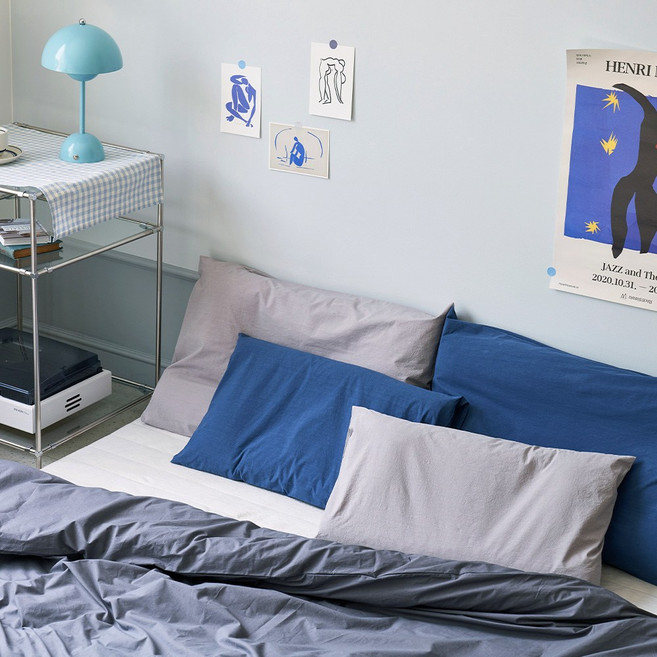 수면공감 우유베개 이지핏 베개 + 소프트워싱 커버 세트, 아이스그레이, 1세트